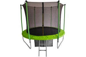 8ft Trampoline & Safety Enclosure Free Shoe Tidy & Ladder – Green