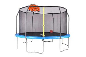 14ft Trampoline with Enclosure and Basketball Hoop 