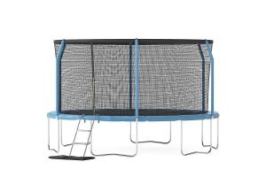 12ft Trampoline with Safety Enclosure Free Ladder Floor Mat & Socks – Blue / Blue