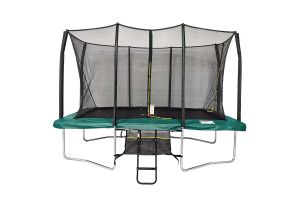 9x14ft Rectangular Trampoline with Safety Enclosure Green – Free Ladder & Shoe Tidy