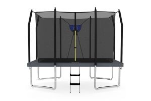 5x7ft Rectangular Trampoline with Safety Enclosure Grey FREE Ladder & Basketball Game