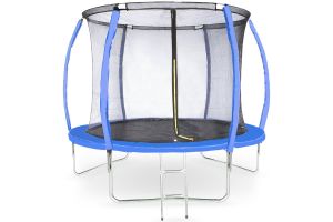 Amigo 10ft Trampoline with Enclosure Free Shoe Tidy & Ladder – Blue