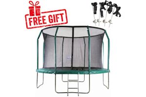 Big Air Extreme 12ft Trampoline with Safety Enclosure - Free Ladder & Anchor Kit - Green