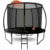 Amigo 8ft Powder Coated Trampoline with Enclosure and Basketball Free Shoe Tidy & Ladder
