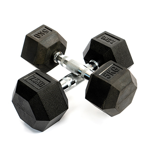 Ironman Rubber Coated Hex 5kg Dumbbell Pair